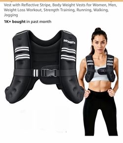 Weighted Vest,6lb with Reflective Stripe, Body Weight Vests for Women, Men, Weight Loss Workout, Strength Training, Running, Walking, Jogging