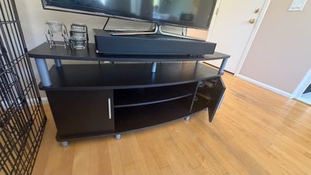 Black Curved TV Stand with Cabinets