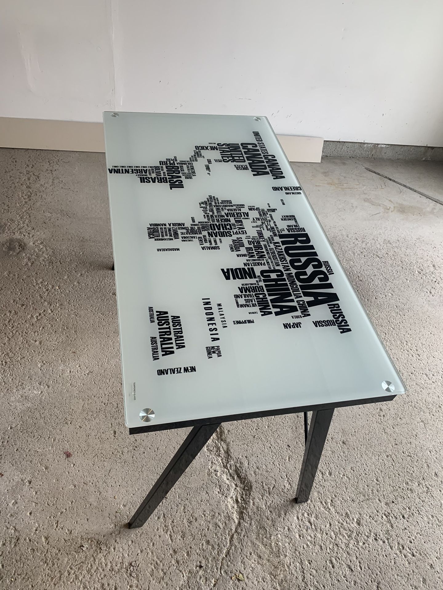 WORLD MAP GLASS DESK/TABLE