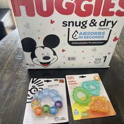 Barns New Huggies Size 1 And Two Brand New Teether’s 