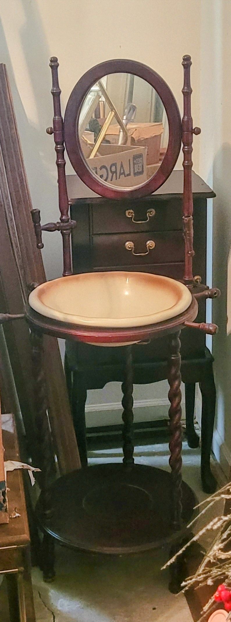 Antique Wash Stand W/Mirror