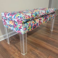 Vintage Floral Acrylic Bench