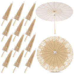 Lemosae 30 Pack Paper Umbrellas Bulk For Wedding, 23.6" Chinese Japanese Parasol Vintage Decorative Sun Umbrella For Bridal Party Tea (Lace) 
