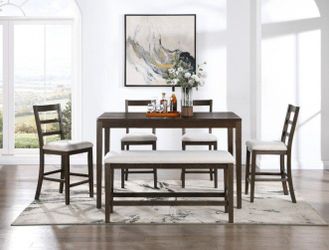 Classic Style, rich espresso finish 6 pc counter height dining set