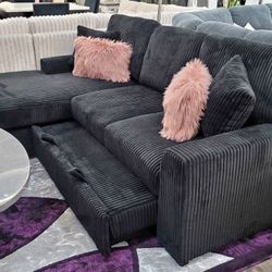🔥 CORDUROY SLEEPER SECTIONAL – LOADED WITH FEATURES! 🔥
