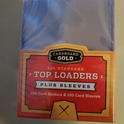100 Top Loaders + 100 Soft Sleeves For Sports Cards Or Pokemon Cardboard Gold Brand