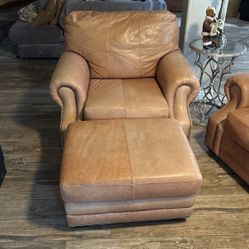 High-Grade Leather Couch, Chair, And Ottoman