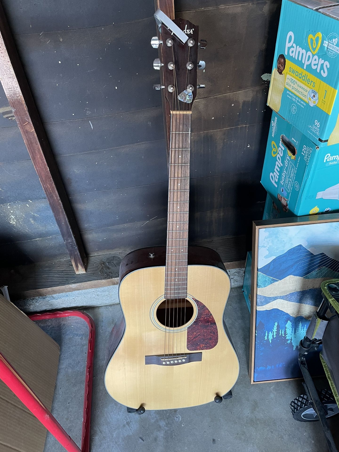 Acoustic Guitar Fender CD-140S NAT With Stand And Capo