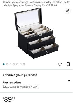 NEW... 3-LAYER EYEGLASS STORAGE BOX SUNGLASSE JEWELRY COLLECTION HOLDER