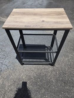 Rolling Wood And Metal Kitchen Utility Cart Stand