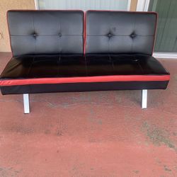 2 Black Leather futons Sofa Bed With Blue Tooth