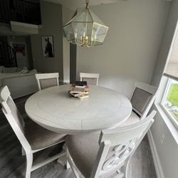 White Wooden Dining Table With Chairs