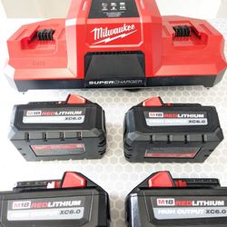 M18 Milwaukee SUPER CHARGER + XC 6.0 HIGH OUTPUT - 4PACK