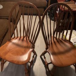 Vintage Solid Mahogany Wood Chairs  Set Of 2