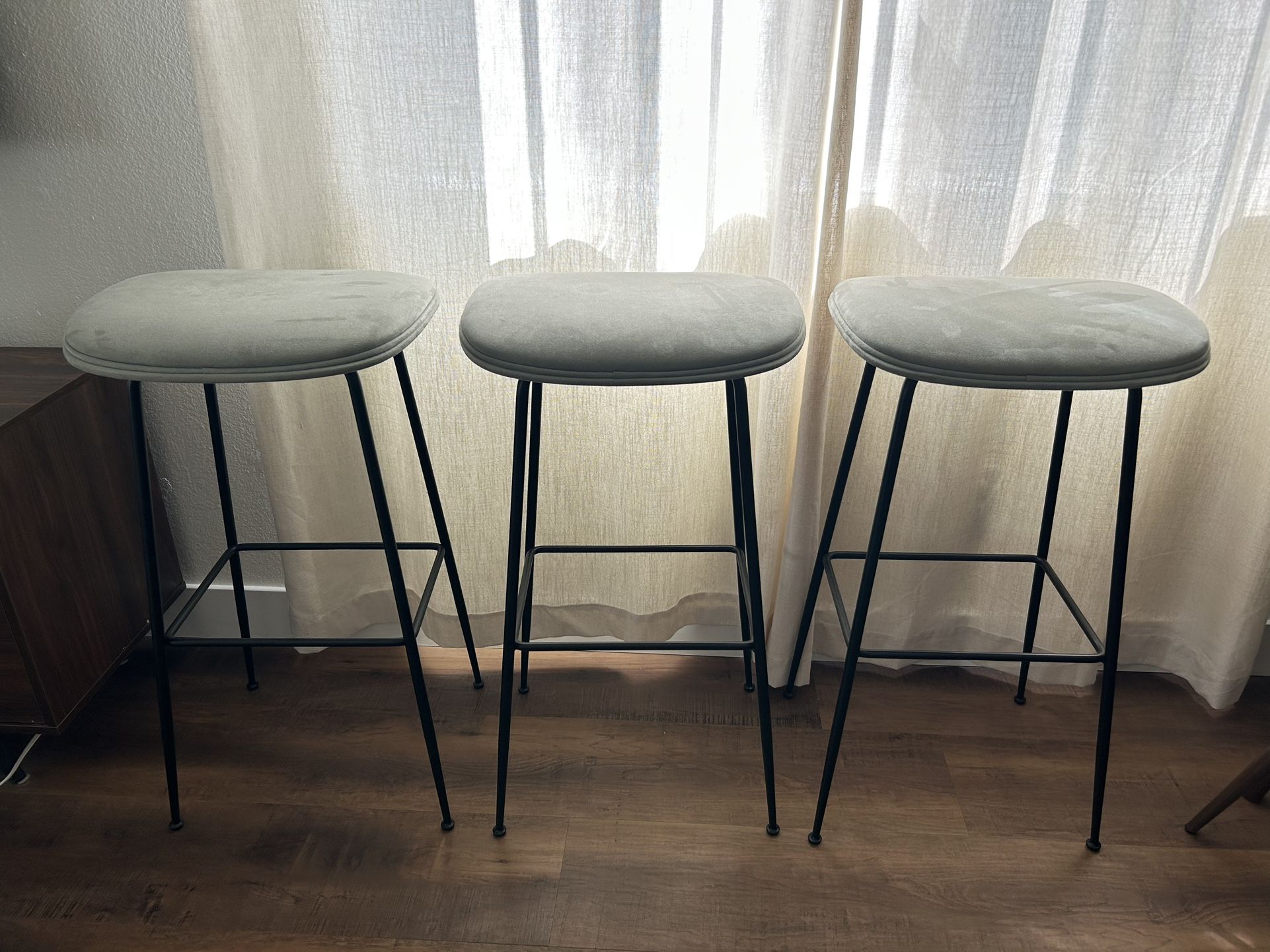 (3) Gubi Beetle Upholstered Bar Stools