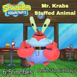 (NEW) Nickelodeon SpongeBob SquarePants Mr. Krabs 6.5 inch Stuffed Animal (PERFECT FOR BIRTHDAY PARTIES)