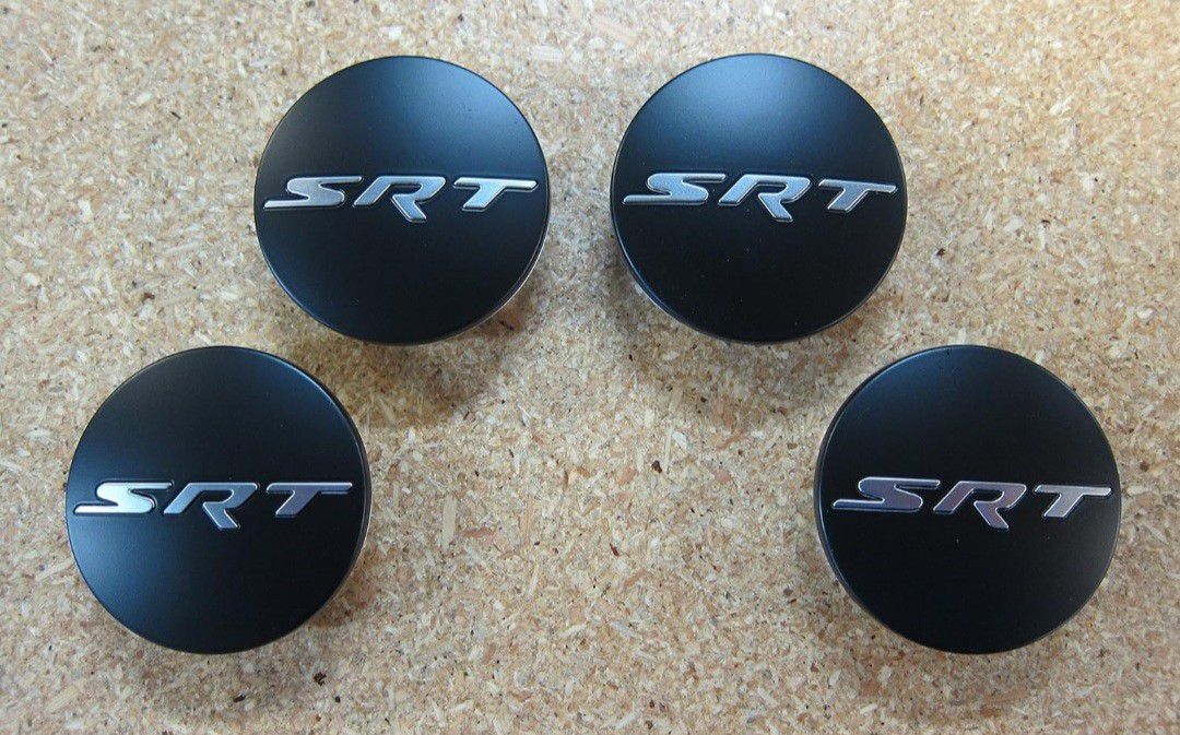4 Matte Black SRT Rim Caps SHIPPING AVAILABLE 