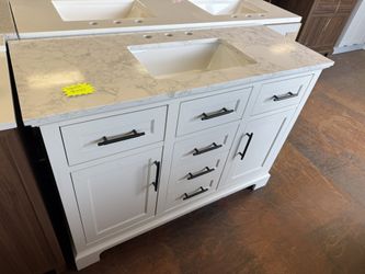 Doveton 48 in. Single Sink Freestanding White Bath Vanity with White Engineered Marble Top