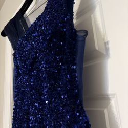 Navy Blue Sequin Formal Gown — $100