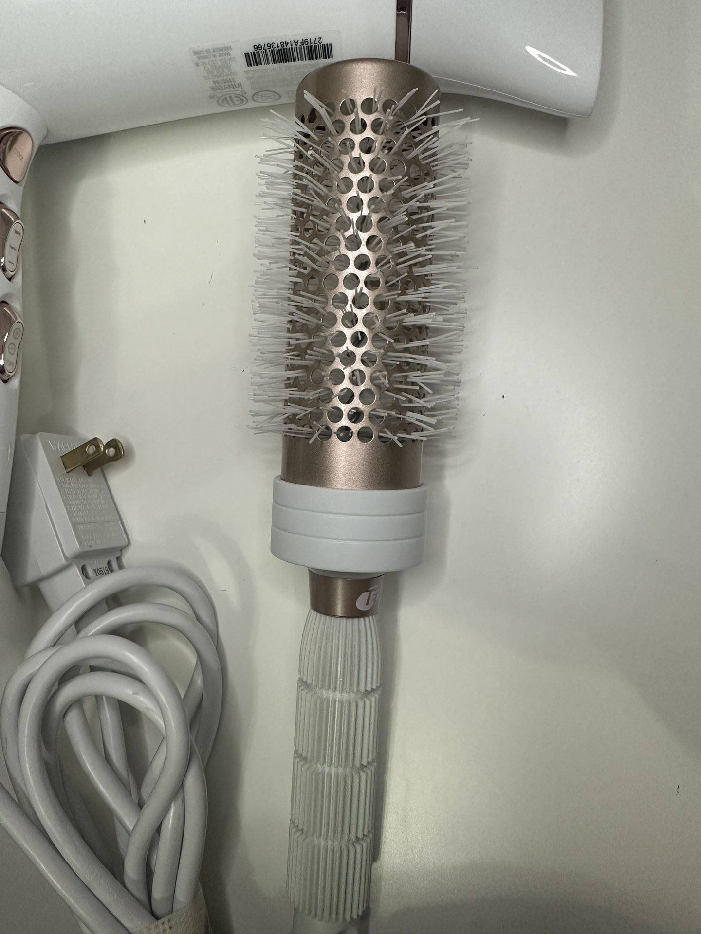 T3 Featherweight Luxe Hair Dryer with Blush Gold Trim - White