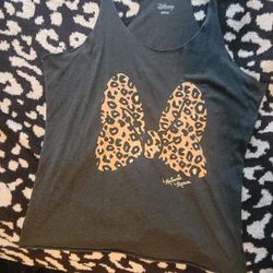 Disney Dark Grey Tank Top with Leopard Bow Design