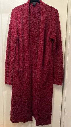 Women’s Red Knit Long Open-Front Cardigan