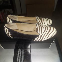 Woman's Size 7.5 Zebra Striped Flats