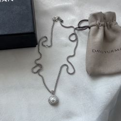 David Yurman Cable Pearl Pendant Necklace With Diamonds 
