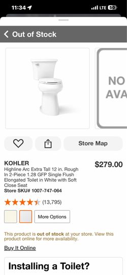 KOHLER Highline Arc Extra Tall 12 in. Rough In 2-Piece 1.28 GFP Single Flush Elongated Toilet in White with Soft Close Seat