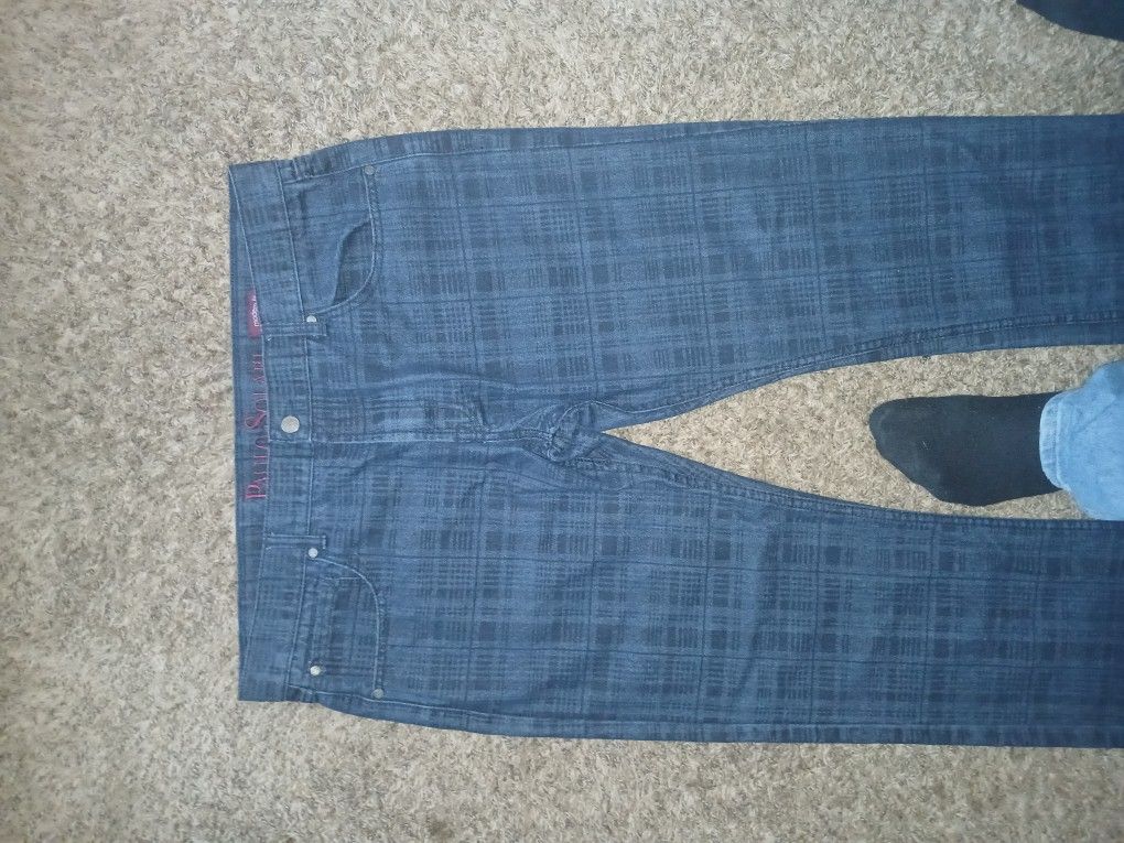 PAULO SOLARI Mens Jeans Modern Fit Dark Wash Dressy Dark Wash
