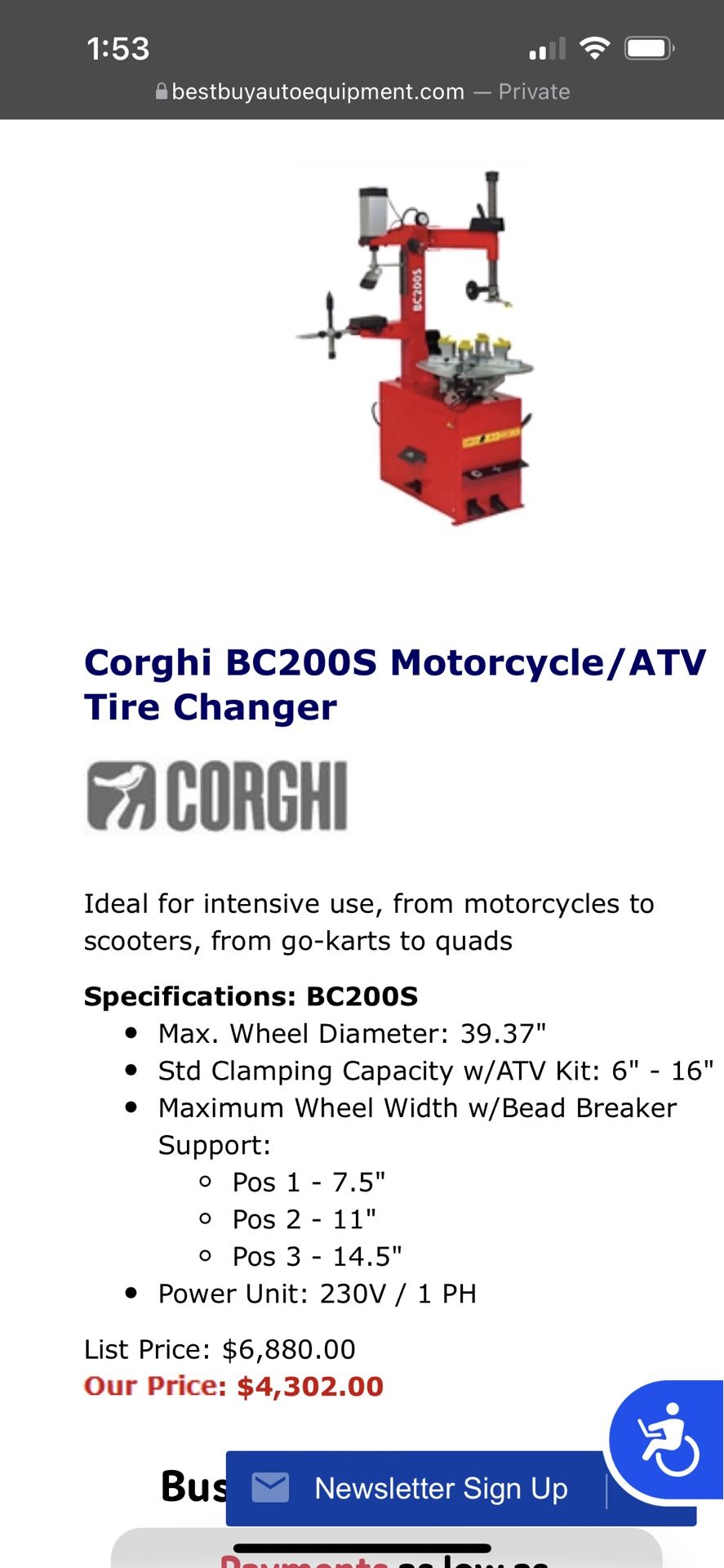 Pneumatic Motorcycle Tire Machine For Sale for Sale in Murrieta, CA