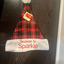 New Season To Sparkle Red & Black Checkered Santa Hat