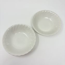 2pc Myott Meakin Staffordshire Ltd Salad Bowl Swirl Edge Off White England 6.25”