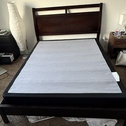 Wood bed frame with mattress box