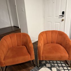 Set of 2 Orange Lounge/Accent Chairs