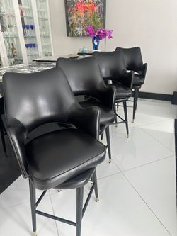 Artistic Frame black leather swivel bar stools 4 available