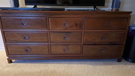 Vintage George Zee Style 9 drawer solid Rosewood dresser