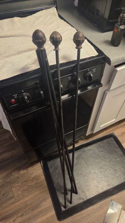 3-Piece Fireplace Tool Set with Stand