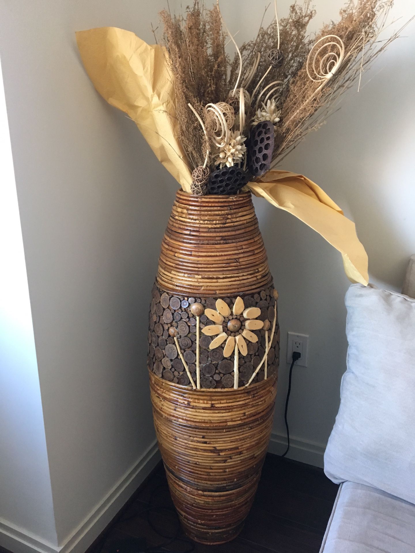 Tall decorative vase flower pot piece for $30