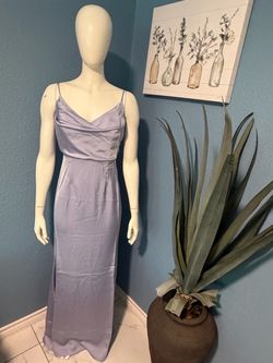 SATIN BOW BACK MAXI DRESS: PERIWINKLE Medium