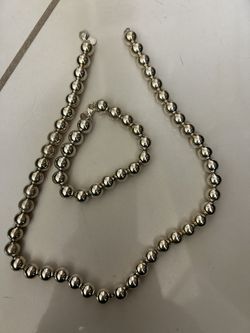 Tiffany Silver Ball Necklace And Bracelet 