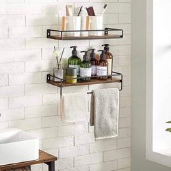 Forbena White Floating Shelves for Bathroom Organizer Over Toilet, Bathroom  Shelves Wall Mounted with Towel Rack, Small Corner Wall Shelf for Bedroom