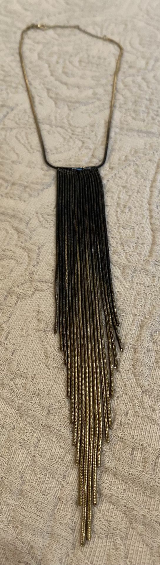 Black Gold Ombré Fringe Necklace