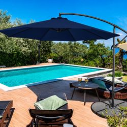 [NEW] 10FT Offset Outdoor Patio Umbrella - Base Not Included , Navy Only