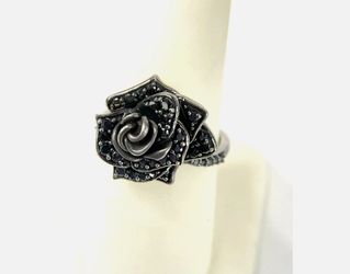 Enchanted Disney Villans Maleficent 1/2 CT. T.W. Black Diamond Rose Ring Size #7