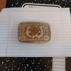 1900 Indian Head Penny Inlaid In Buckle Over Horse  Shoes