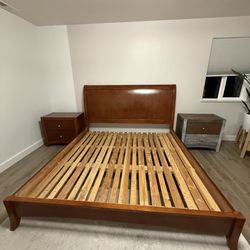 King Size Solid Wood Bed Frame + 2 Nightstands