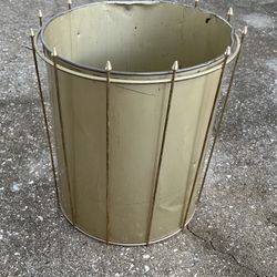 Mid Century Metal Drum Waste Basket 
