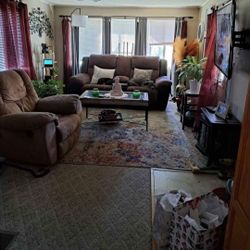 Double Recliner Couch With Seperate Single Recliner