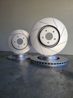 2017 FORD FOCUS ST W/ REAR DISCS FRONT & REAR POWER SLOTTED ROTORS WITH SILVER COATING